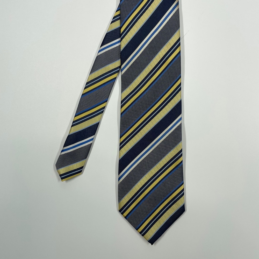 Chereskin Blue Yellow White Diagonal Striped Necktie Mens OS